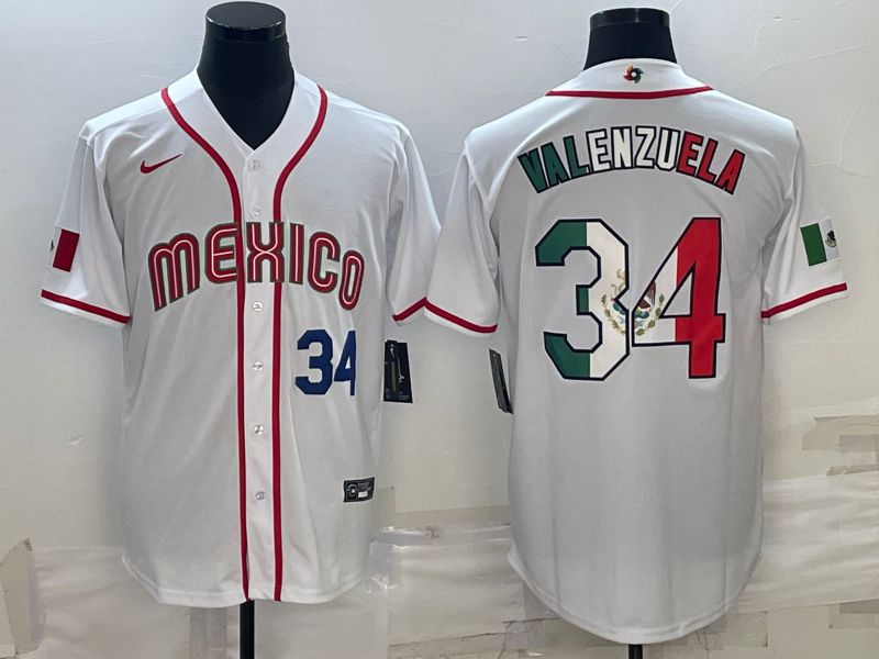 Men 2023 World Cub Mexico #34 Valenzuela White Nike MLB Jersey13